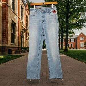 Marine Layer Embroidered Poppy Jeans Women's Sz 27 US 4 Blue Vintage Straight